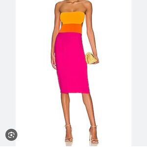 Susana Monaco Strapless Dress in Orange and Pink